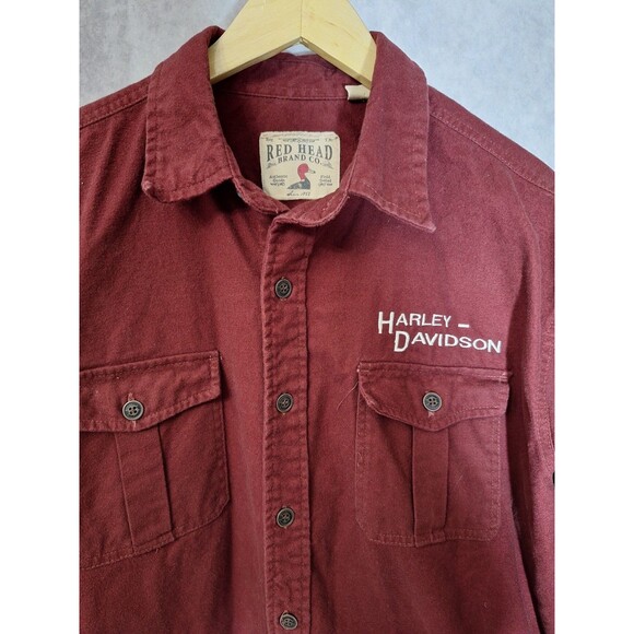 Harley-Davidson Other - Vintage Red Head Harley Davidson Thick Flannel Shirt Mens XL Tall Button Down